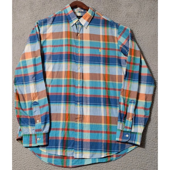 Ralph Lauren Shirt Mens Large Multicolor Indian Madras Plaid Button Down Casual - Picture 1 of 7